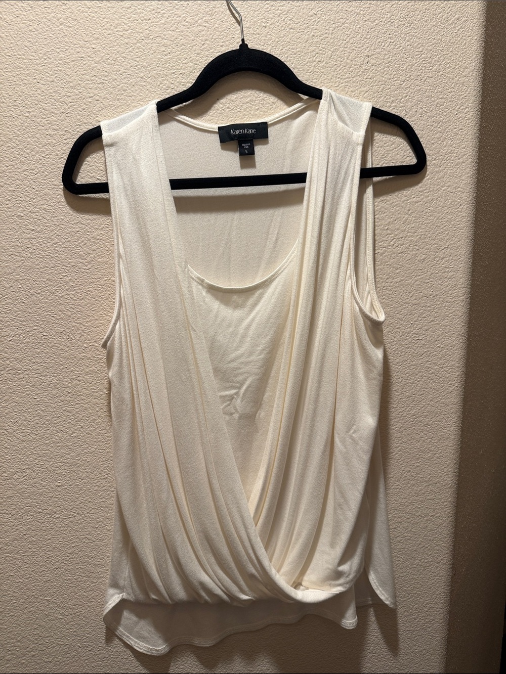 Karen Kane Cream Draped V-Neck Sleeveless Top